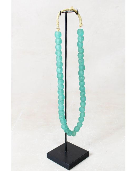 Botanical Boys Blue Ghana Glass Beads Necklace, Light
