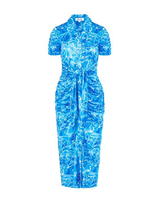 JAAF Blue Stretch-jersey Midi Dress In Pool Water Print