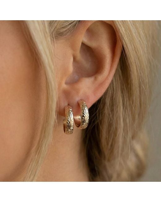 Melt'm Jewelry Metallic Floral Small Filled Hoop Earrings, Chunky Open Hoops