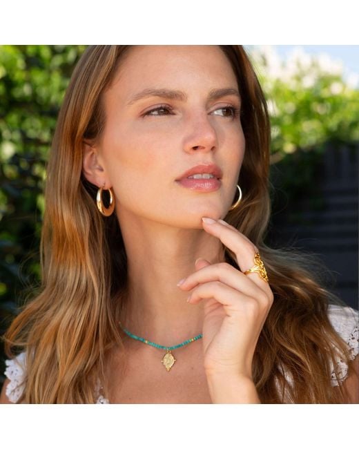 Seven Saints Metallic Gemini Gemstone Choker Necklace, Moonstone, Plated
