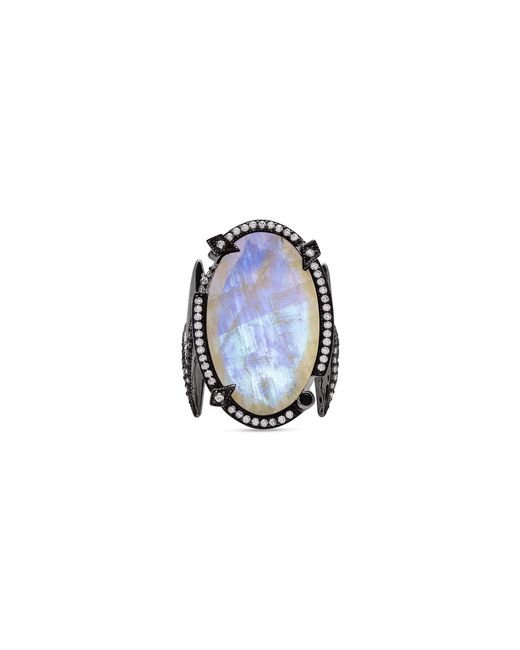 SALLY SKOUFIS Blue Quest Ring With Natural Diamond & Moonstone