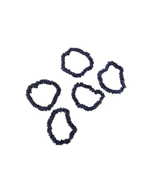 Soft Strokes Silk Blue Pure Mulberry Silk Skinny Scrunchie Set Of Five