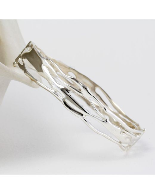 Isla Silver Metallic Organic Sterling Cuff Bangle