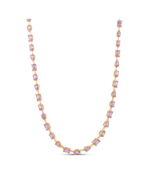 SHYMI Metallic Multi Shape Bar Tennis Necklace