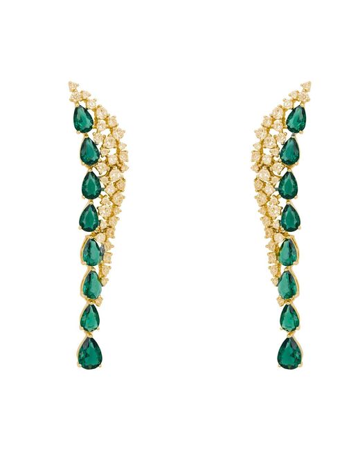 Latelita London Blue Baroness Gemstone Drop Earrings Emerald