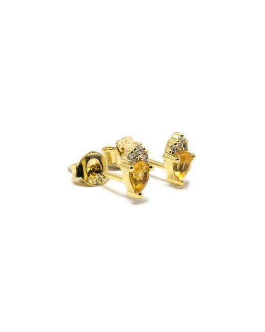 NASI SILVER Metallic Pear Atarah Studs- Citrine & Topaz