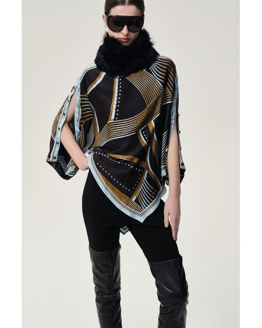 FRONT ROW SHOP Black Scarf Print Top And