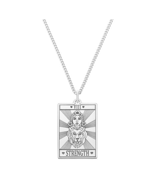 CarterGore White Small Sterling Silver "strength" Tarot Card Necklace