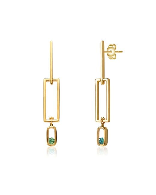 Genevive Jewelry Metallic 14K Plated With Colored Cubic Zirconia Drop Earrings