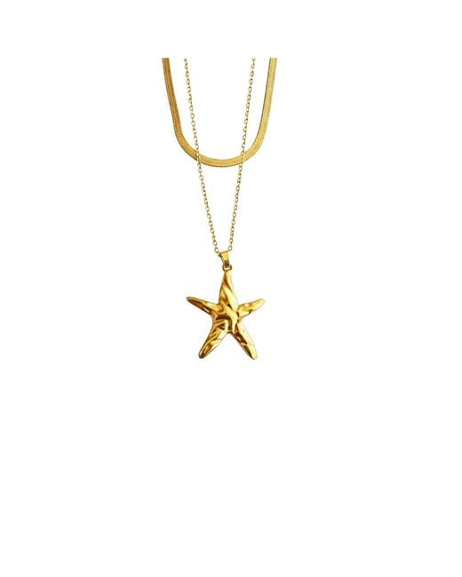 Maison De Gala Metallic Starfish Pendant Necklace