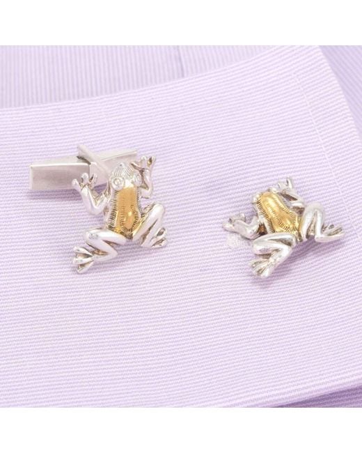 Simon Kemp Jewellers Metallic Frog Cufflinks Eighteen Carat On for men