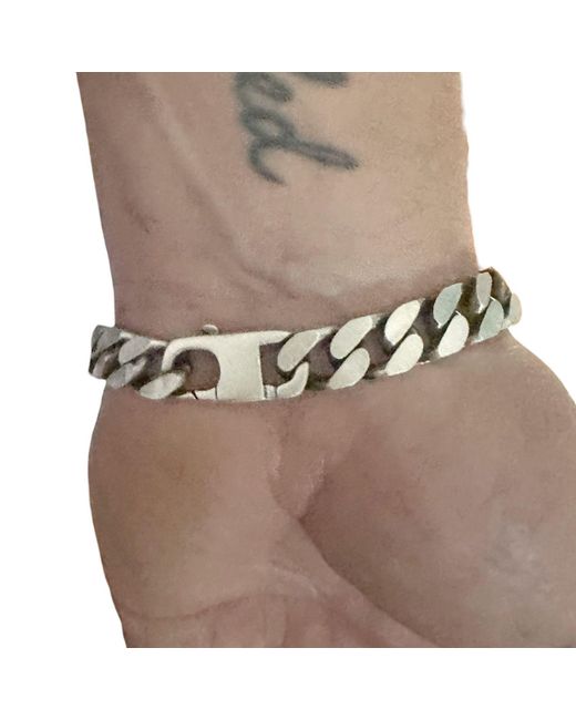 Tg-Jewellery by Tamara Gervasio Metallic Sterling Id Bracelet – Recycled Plate & Curb Chain, Oxidized Satin Finish for men