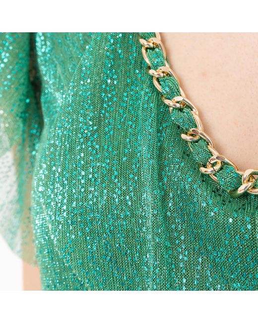 Nissa Green Ruffle Trim Midi Dress