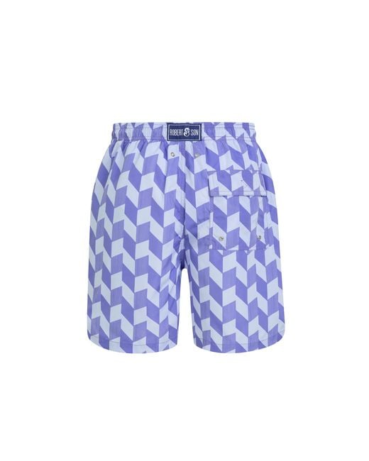 Robert & Son Blue Zigzag Swim Shorts for men