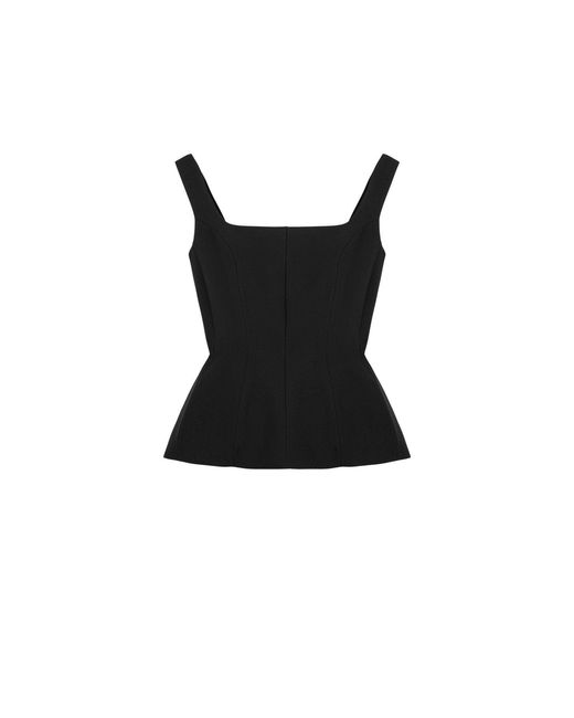 Nocturne Black Boned Square Neck Peplum Bustier Top