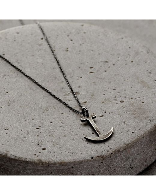 Posh Totty Designs Metallic Oxidised Sterling Silver Mens Anchor Necklace for men