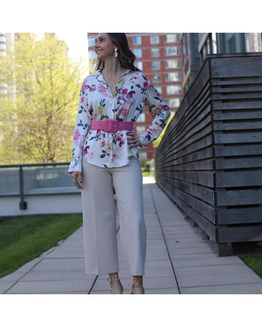 BeltBe Pink Suede Square Buckle Belt