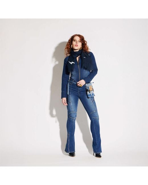 Circular Path Blue Zelda Zipper Jean