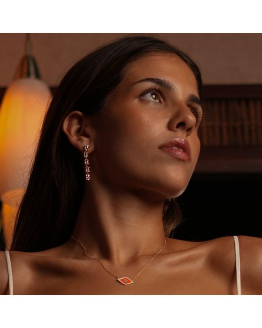 Ebru Jewelry Metallic Elegant Drop Down Diamonds Earrings