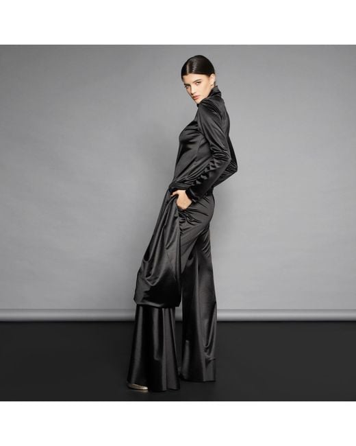 Silvia Serban Black Lycra Flared Pants