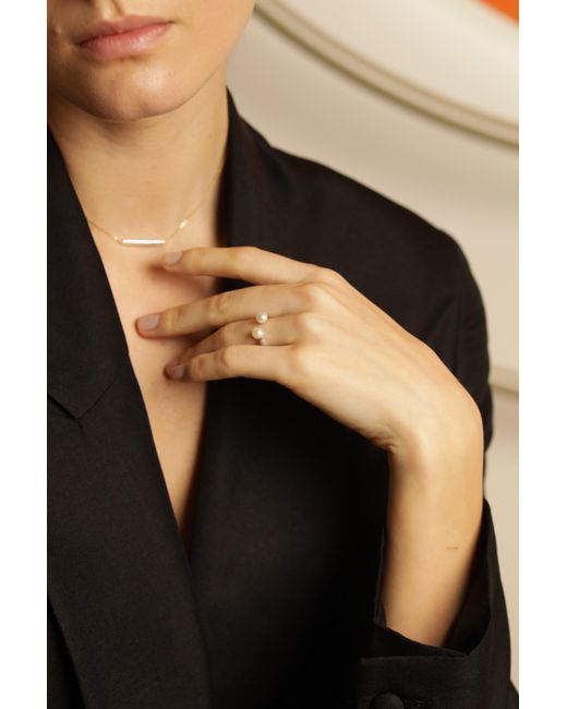 Pearl Code White Ivory Double Pearl Cocktail Ring