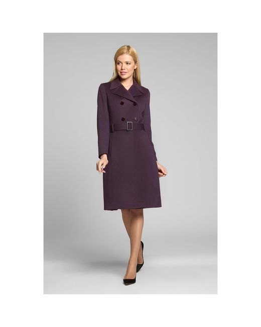 Rumour London Purple Isabella Wool And Cashmere Blend Coat With Double-Breasted Silhouette And Pleated Back
