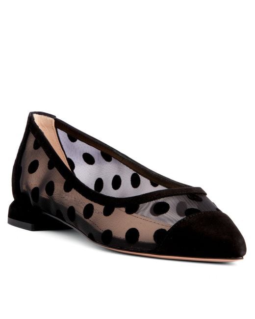 Beautiisoles by Robyn Shreiber Made in Italy Black Blake Polka Dots Mesh Work Valentine Evening Comfortable Sexy Flat Ballerina