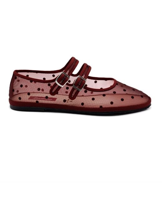 Gondolina Shoes Red Carnival Burgundy Polka-Dot Mesh Double-Strap Mary Jane Shoes – Made
