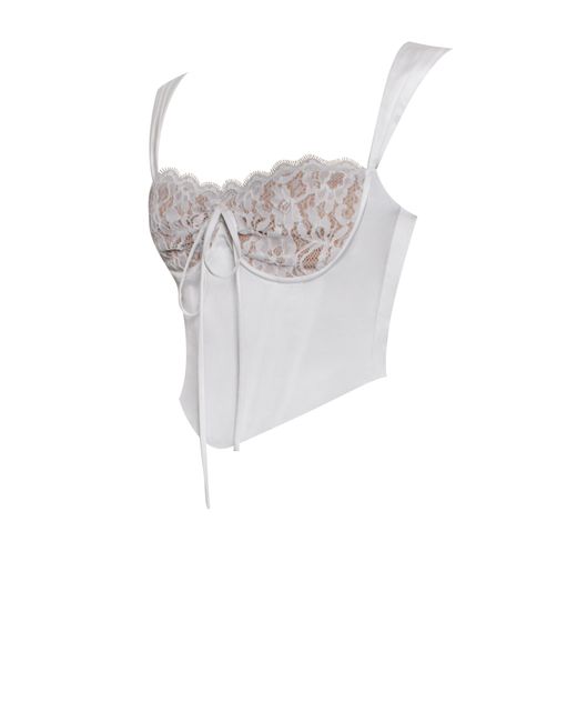 Miss Circle New York White Everly Lace Satin Corset Top
