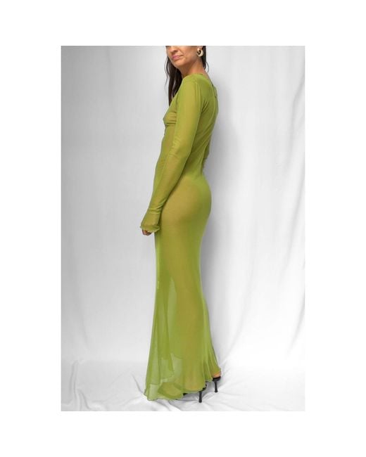 Alia Studio Green Améthyste Maxi Mesh Dress