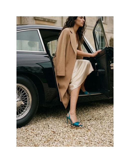 Ginissima Blue Cleo Satin Sandals, Pointed Toe, -Petrol