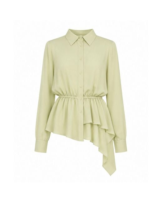 Ma Mulier Yellow Premium Chiffon Peplum Shirt