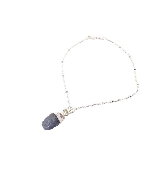 Harfi White Raw Sapphire September Birthstone Sterling Bracelet