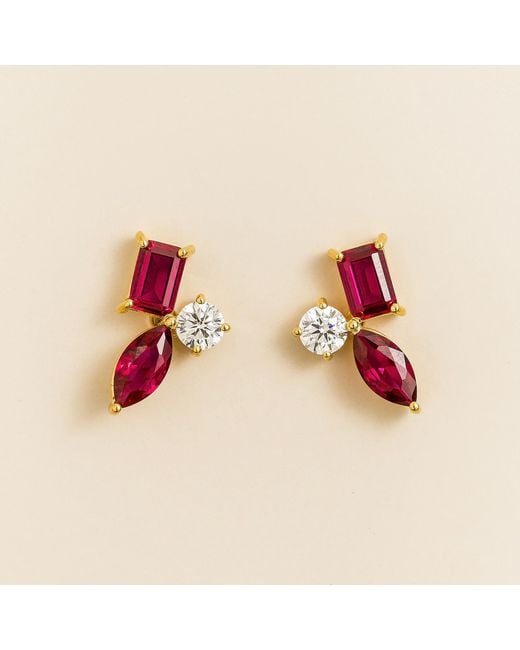 Juvetti Red Sanka Earrings Ruby & Diamond