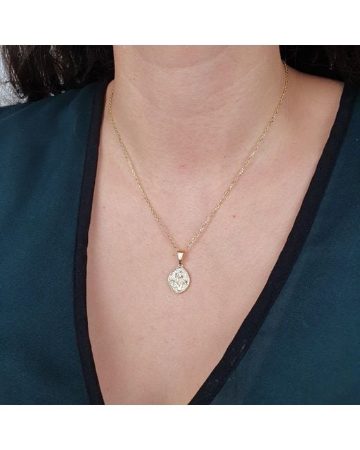 Harfi Metallic Lily May Birth Flower Hammered Charm Necklace