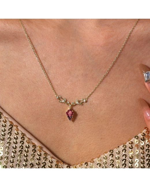 Azura Jewelry New York Metallic Elven Entwine Mozambique Garnet Necklace Vermeil