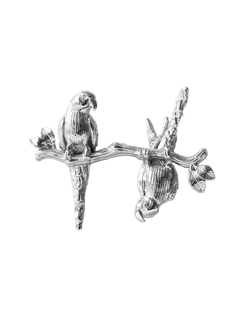 Lee Renee Metallic Parakeet Lapel Pin – Two Friends On A Branch – for men