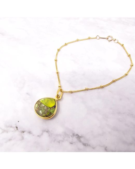 Harfi Metallic Natural Peridot August Birthstone Plated Bracelet