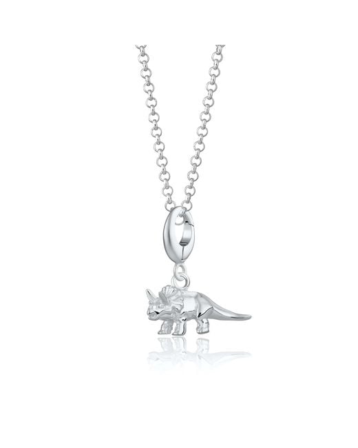 Lily Charmed White Sterling Triceratops Dinosaur Charm Necklace