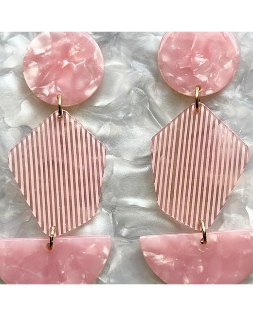 CLOSET REHAB Pink Pendulum Drop Earrings