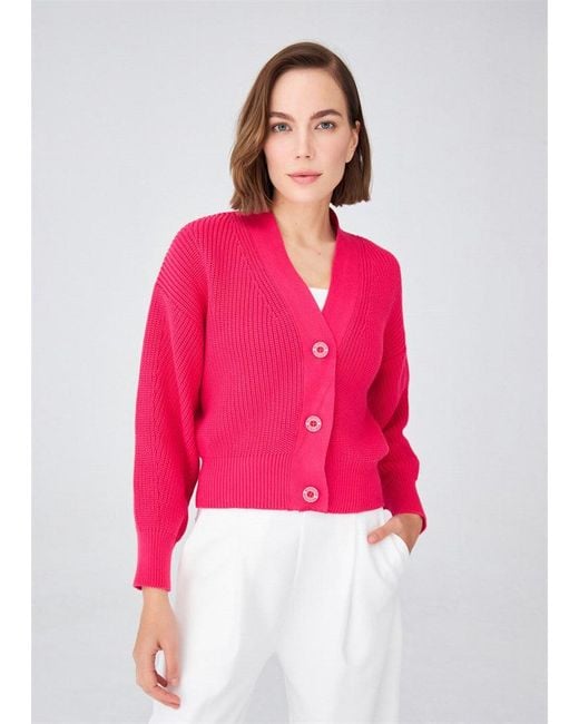 Peraluna Red Olivia V-Neck Cardigan