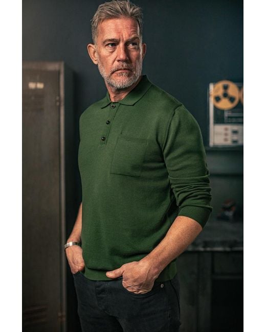 &SONS Trading Co Green Cedar Knitted Polo for men