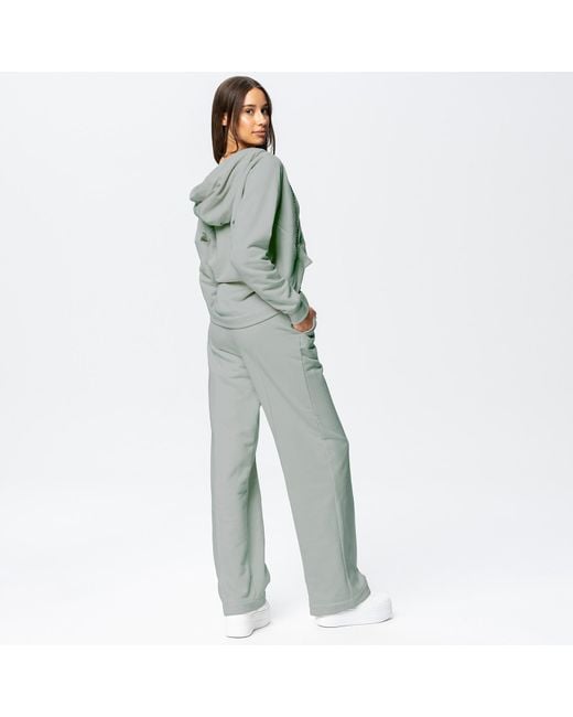 Otthie Green Neutrals Wide-Leg Cosy Knitted Trousers Khaki