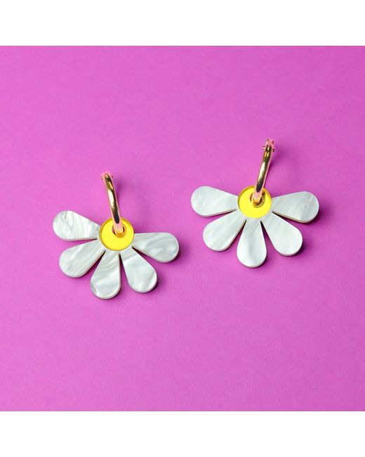 By Chavelli Metallic Daisy Dangle Earrings