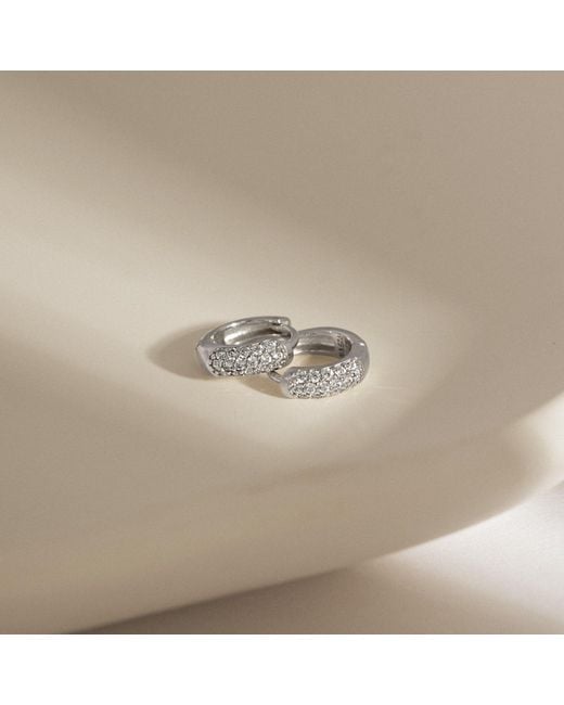 Diamonbliss Metallic Marilyn Monroe Pave Bold Huggie Hoop Earrings, Platinum