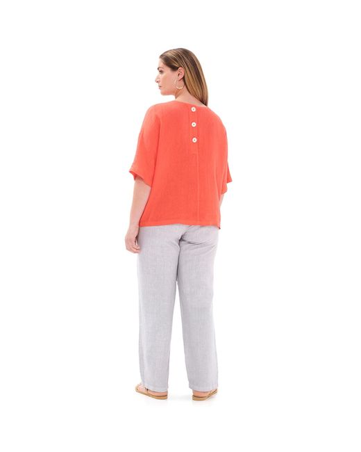 Haris Cotton Green Linen Curve Blouse With Back Buttons Emerald