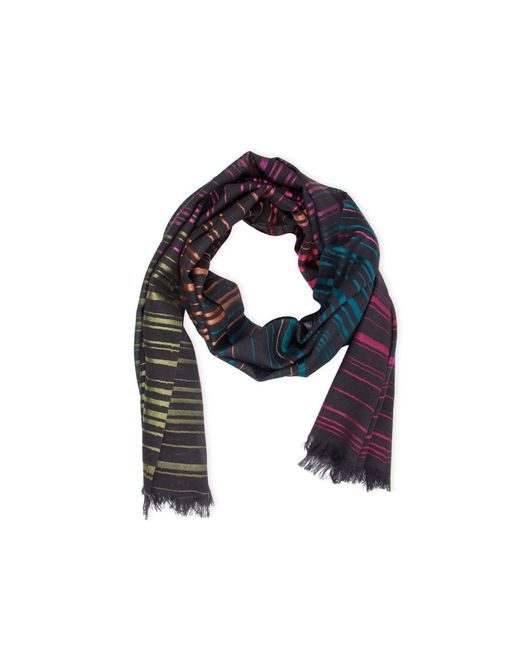 Saachi Blue Multicolored Striped Scarf