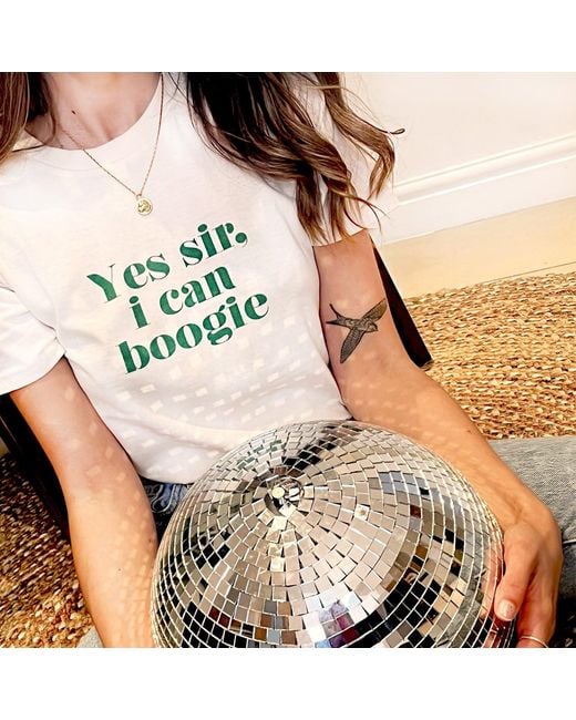 Fanclub White Yes Sir I Can Boogie Oversized Retro Slogan T-Shirt