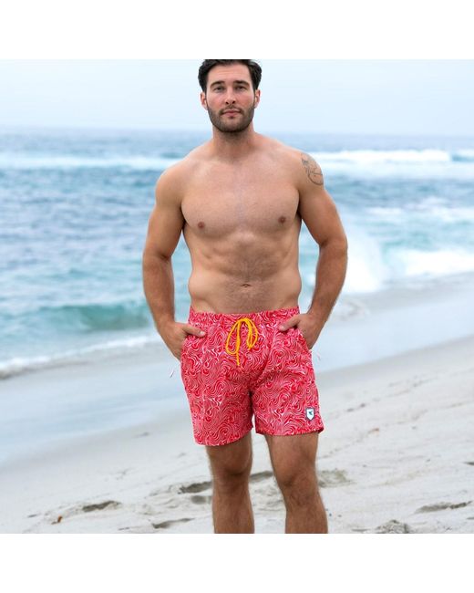 Live Kolibri Red Abstract Cherry Swim Trunks for men