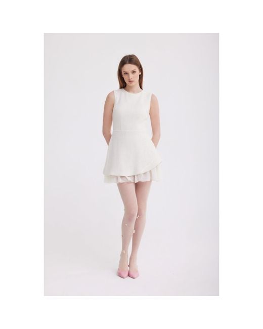 Georgette White Bianca Textured Mini Dress
